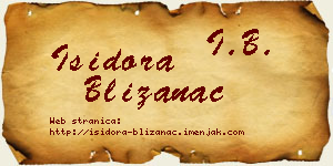 Isidora Blizanac vizit kartica
